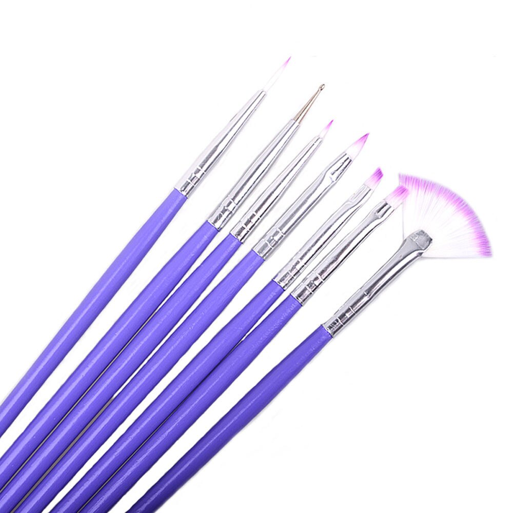 7 Uds pincel delineador de manicura punteado de abanico acrílico constructor pintura dibujo de cristal tallado pluma UV Gel manicura herramientas Sets 109