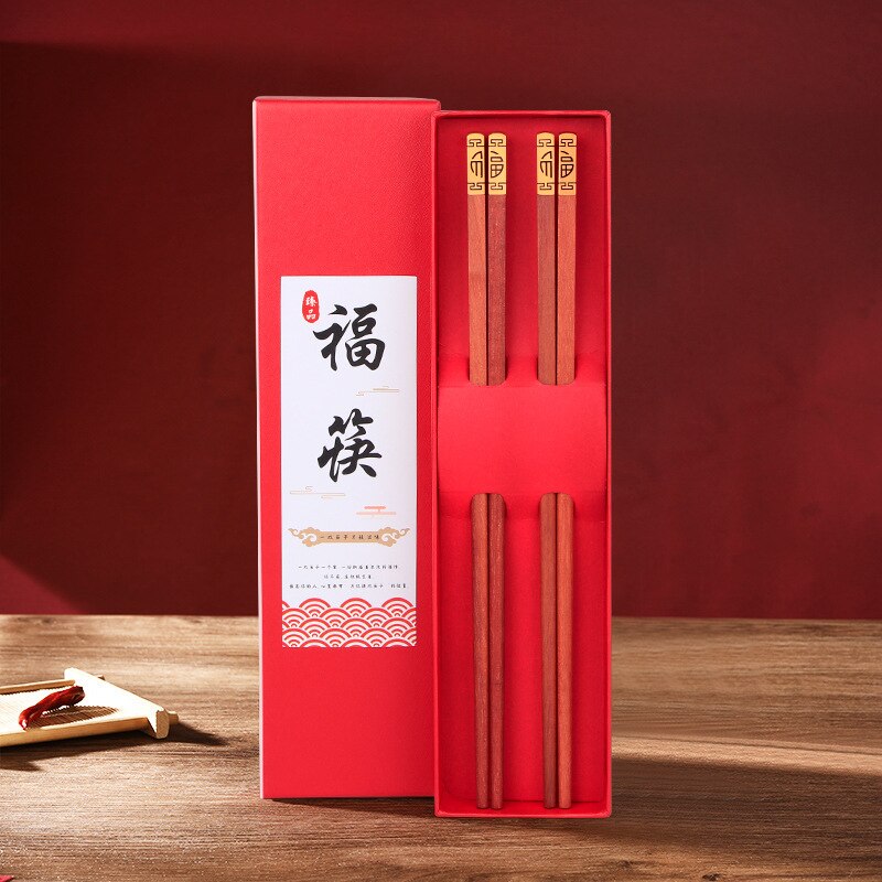 Natural Wood Wendge Chopsticks Cutlery Tableware Set Chinese Chopsticks Food Chopsticks Set Housewarming Box: Purple
