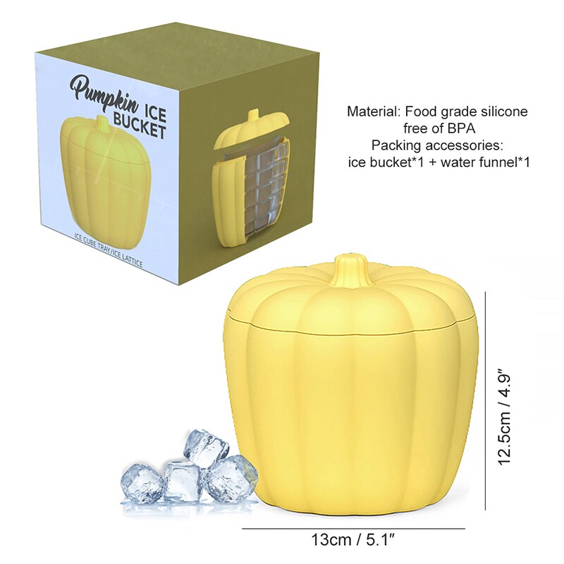 Siliconen Pompoen Shaped Ice Emmer Siliconen Ijsemmer Ijs Lade Met Deksel Grote Ijsemmer Wijn Drank Chilling Tool
