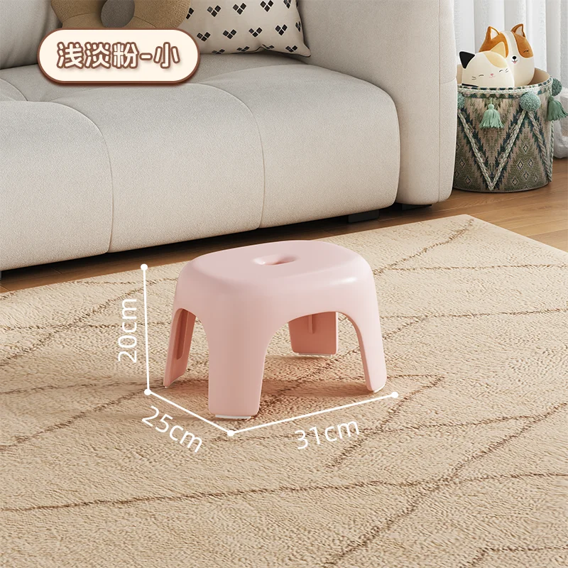 Taburete pequeño de plástico grueso para el hogar, mesita para café de sala de estar, taburete apilable, habitación de alquiler para baño: Negro
