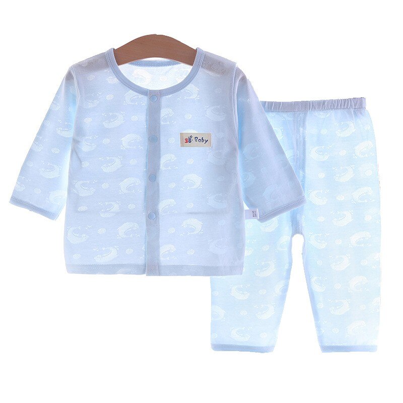 Zomer Pasgeboren Baby Jongen Baby Ondergoed Katoen Dunne Airconditioning Kleding Pyjama Kinderen Pak Baby Outfit: Blauw / 18M