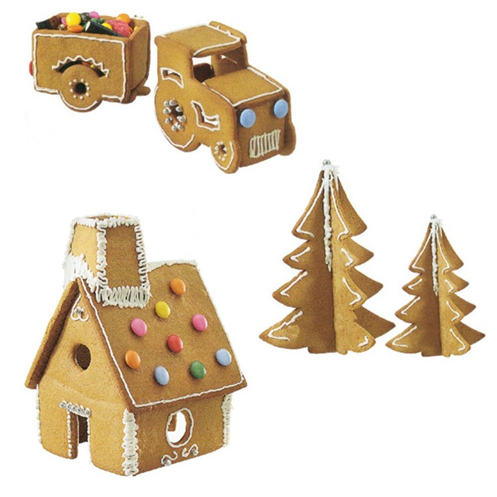 Diy Kerstboom Cookie Cutters Bakvorm Peperkoek Huis Biscuit Mold Cookie Stamp Keuken Bakken Gebak Bakvormen