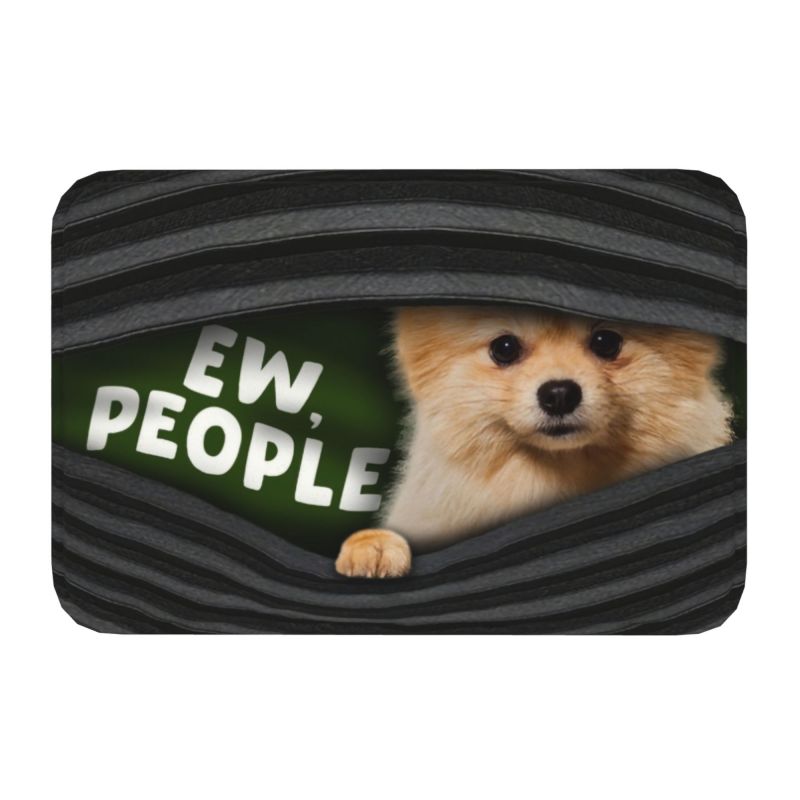 Pomeranian Welpe Bodentür Küche Badezimmer matt Anti-Rutsch draussen Spitz Pom Hund Fußmatt Garten Eingang Teppich Teppich Fußpolster: Schwarz
