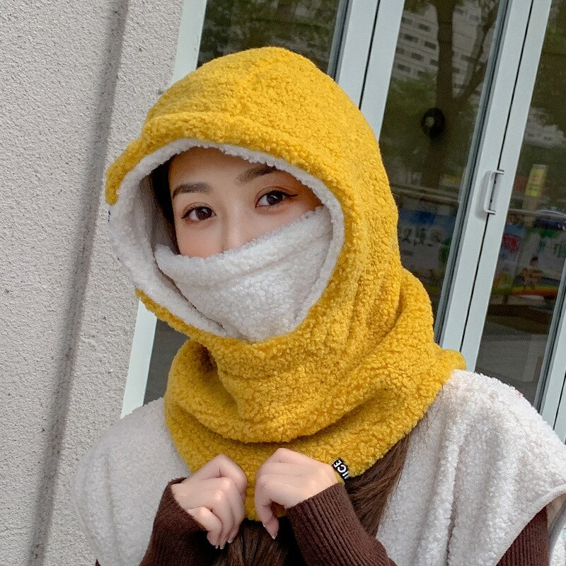Female Fleece Hat Winter Korean Style Tide Plus Velvet Warm Earmuffs Wool Hats Woman Outdoor Cycling Cold Cap: 8