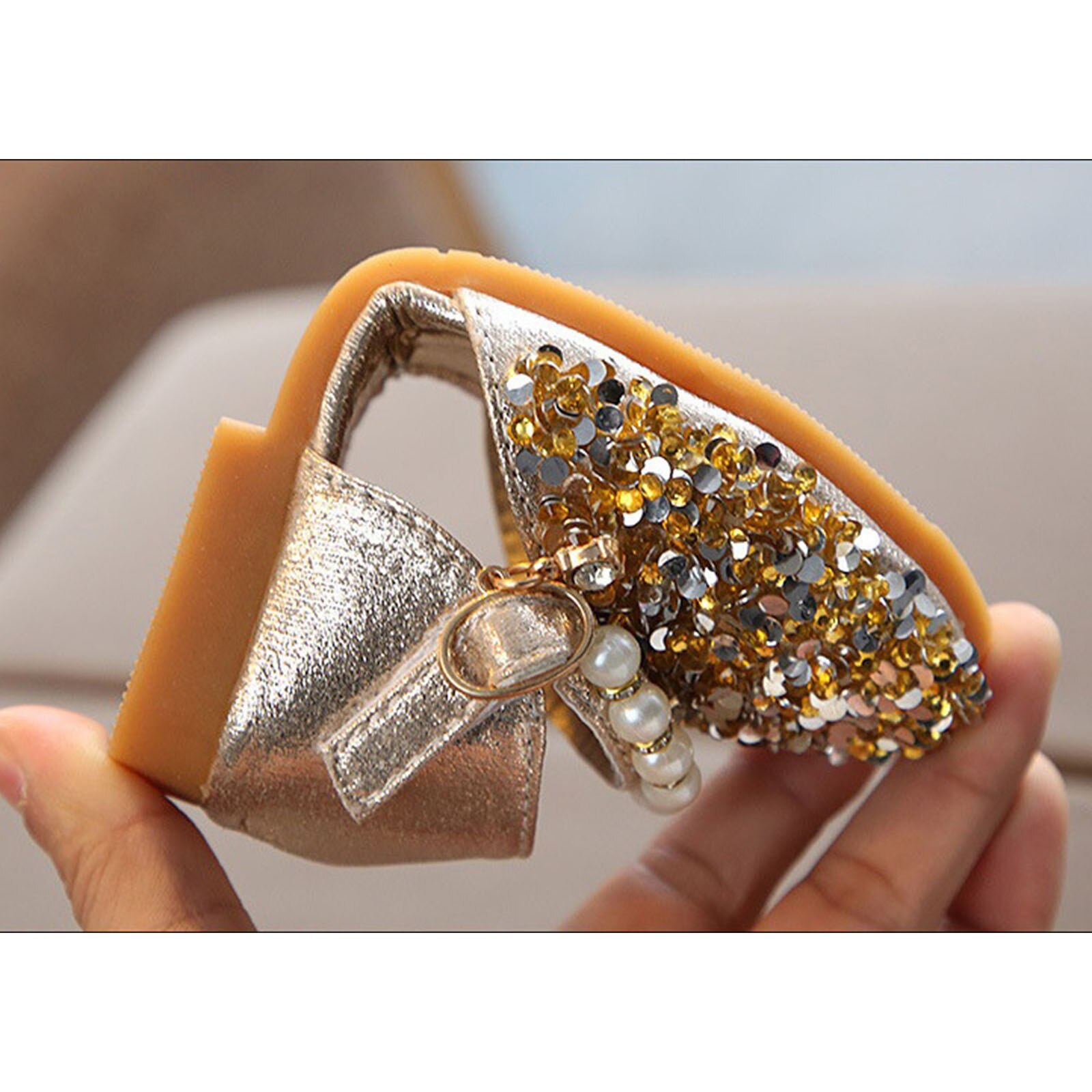 2022 Kids Meisjes Sequin Schoenen Zomer Leuke Parel Prinses Solid Lace Dans Enkele Casual Schoen Kinderen Bruiloft Schoenen