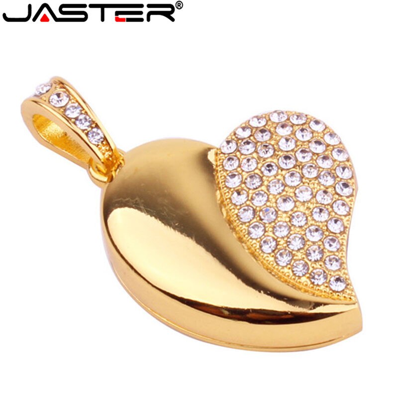Jaster Crystal Diamond Liefde Hart Usb Flash Drive Memory Stick Harten Met Ketting Pendrive 4Gb 8Gb 16Gb 32Gb