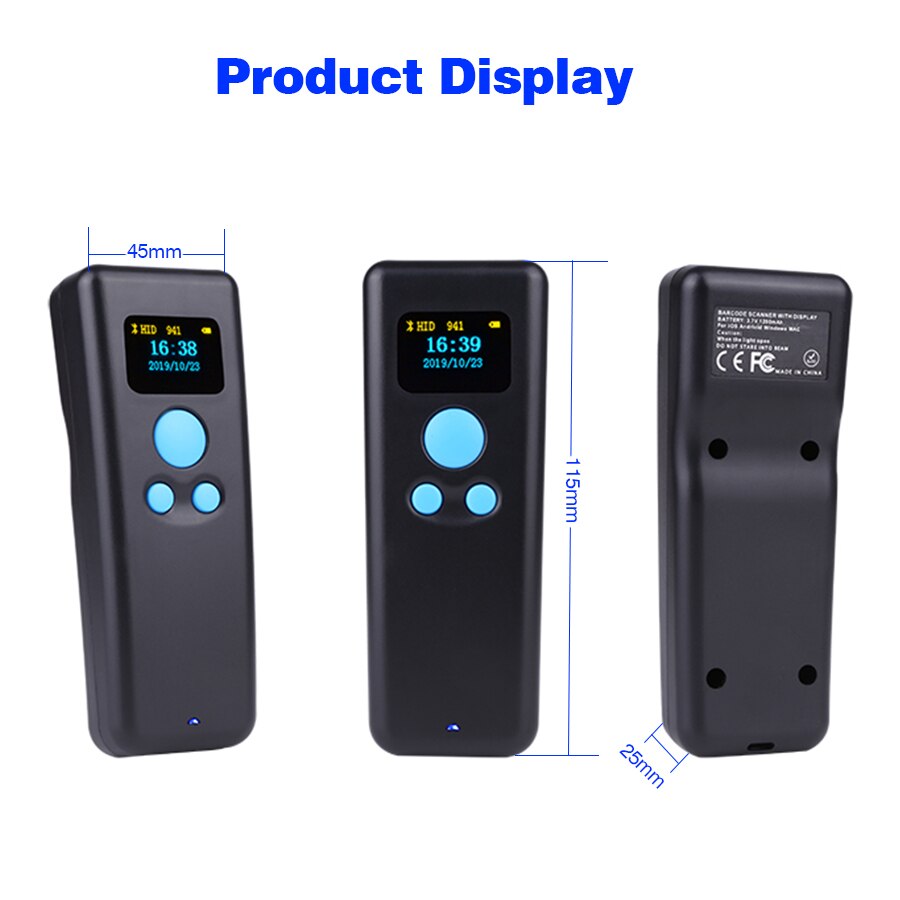 Handheld 1D 2D 2.4G Draadloze Mini Barcode Scanner Bluetooth Qr Bar Code Reader PDF417 Voor Inventaris Pos Terminal Voor magazijn
