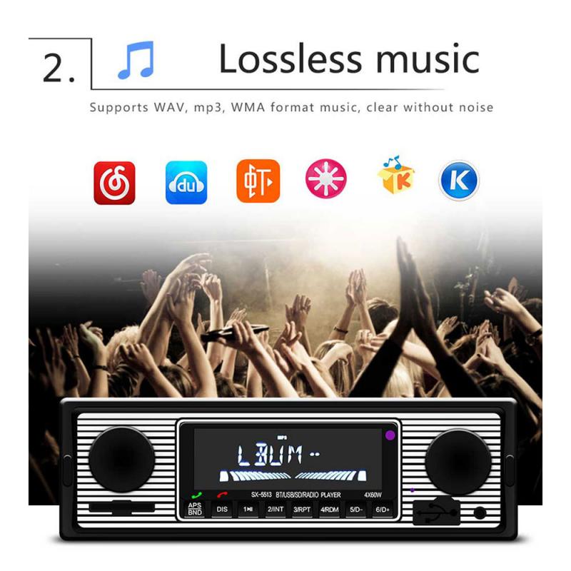 US Bluetooth Auto radio radio receiver Vintage Car Bluetooth Radio MP3 Player Stereo USB/AUX Classic Stereo Audio FM