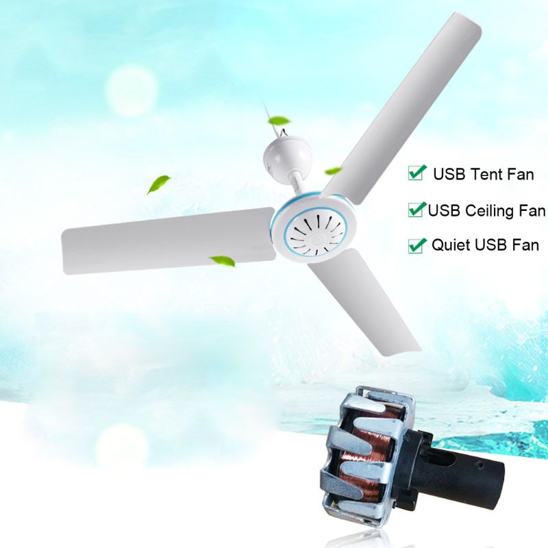 Premium Universal Household 5V Ceiling Fan Air Cooler Hanging USB Powered Tent Fans for Home Bed Camping Outdoor Office