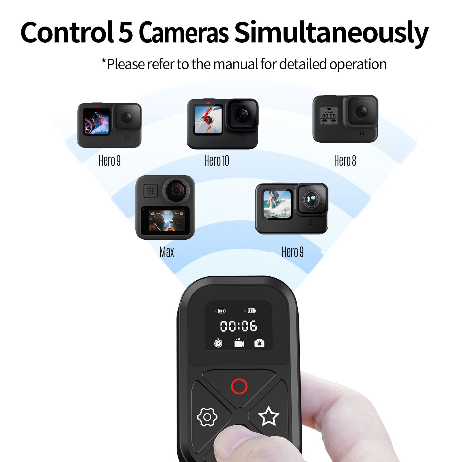 TELESIN – télécommande intelligente sans fil Bluetooth, pour GoPro Hero 10 Black/GoPro 9 Hero 8 Max, accessoire de caméra d&#39;action, Original