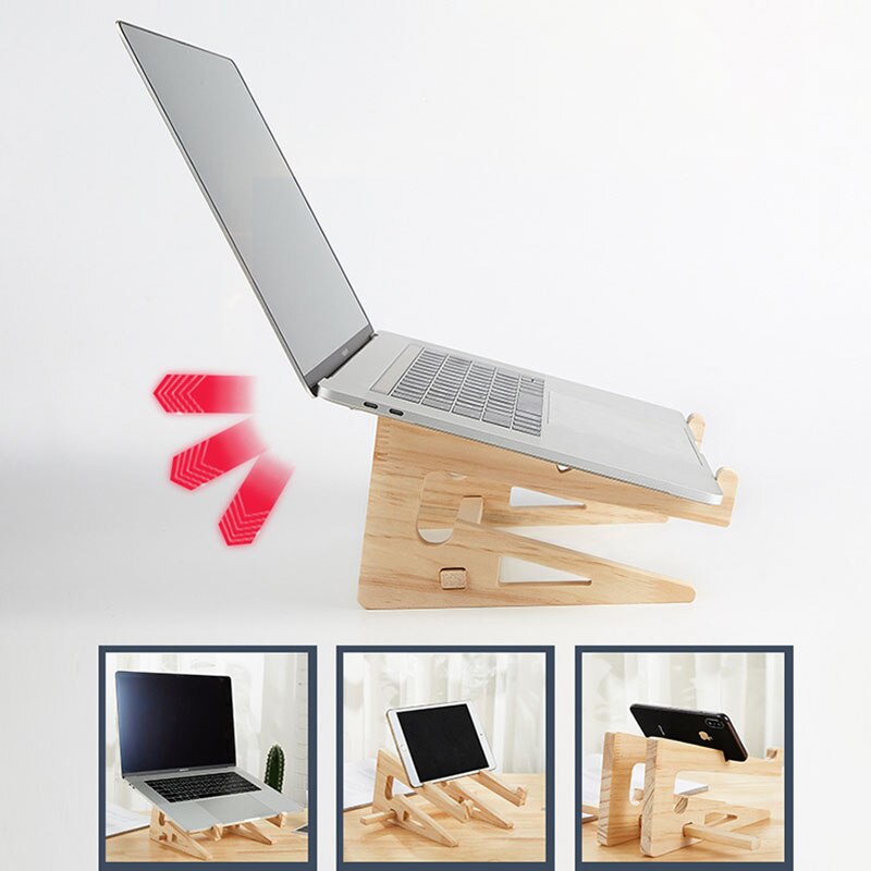 Vmonv laptop-ständerhalter aus holz mit erhöhter höhe für macbook air pro retina 13, 15- zoll-notebook, vertikale basis, kühlständerhalterung