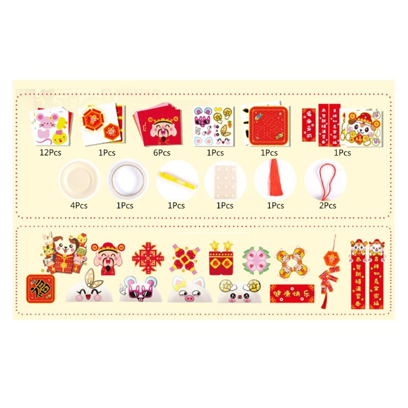 36 Stuks Van Lunar Nieuwjaar Decoraties Inclusief Lente Festival Coupletten Papier Rode Enveloppen Chinese Zegen Raamstickers: A