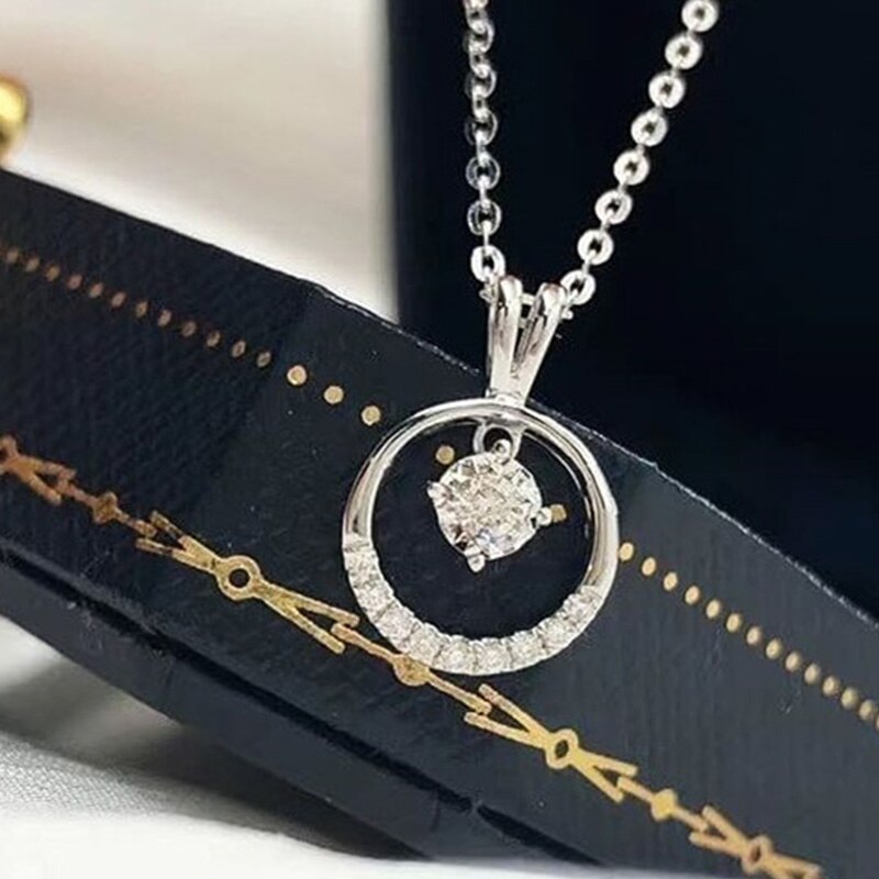Huitan Mode Ronde Cirkel Hanger Ketting Met Witte Zirconia Delicate Vrouwen Accessoires Bulk Sieraden: XL447