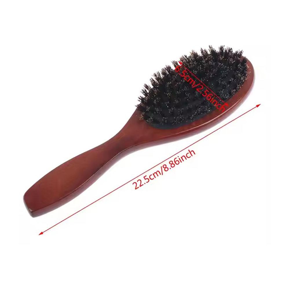 Brosse à cheveux en poils de sanglier naturels, peigne antistatique ovale pour coiffure, brosse à barbe en bois massif, brosse à cheveux de pour femme