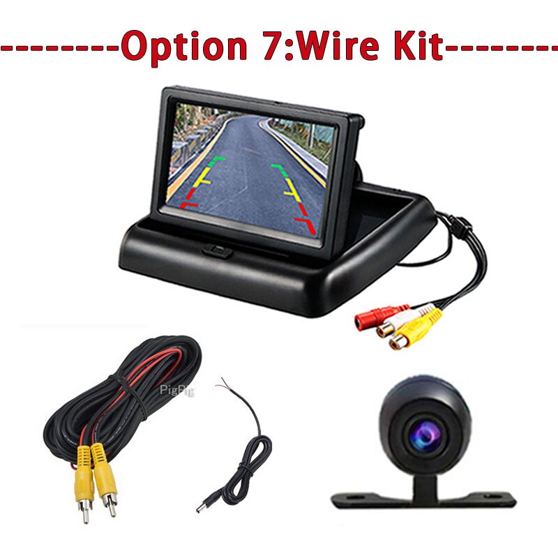 Koorinwoo bil-styling trådløs 4.3 hd sammenklappelig bil bagfra monitor bakvendt display med backup bagfra kamera til køretøj: Valgmulighed 7