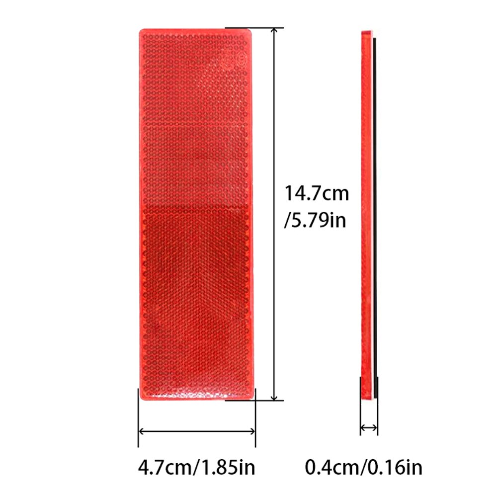 5x Car Motorcycle Truck Reflective Plate Sticker Rectangle Plastic Reflective Reflector For Safety Warning Safety Sign Red White: 5Pcs Red NO Hole