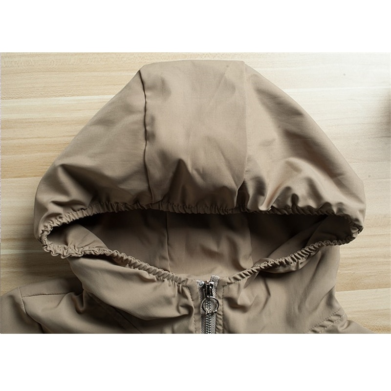 Lång kappa tunn trenchcoat dam 2022 vår höst stor storlek lös huva kvinnlig vindjacka fritids ytterkläder  r863