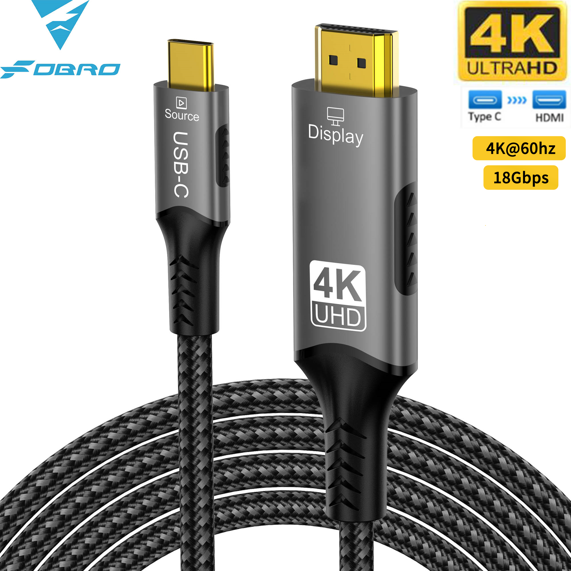 Câble USB C vers HDMI 8K @ 60Hz 4K @ 120Hz, câble hdmi2.1 type-c vers hdmi, adaptateur Thunderbolt 3/4 pour Huawei Mate30 iphone 15 MacBook: Rouge / 3 mètres