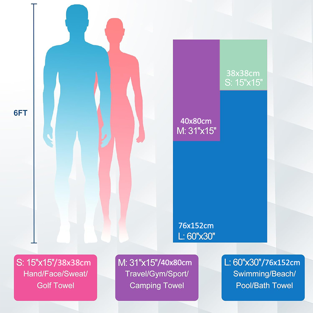 Schnelltrocknendes campinghandtuch, mikrofaser-reisehandtuch, 3 größen,  beim 1er- Pack, einstellen für Camping, Strand, fitnessstudio, Sport, Yoga und schwimmbad