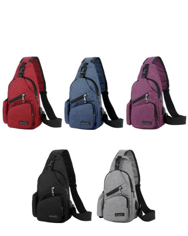 Men Women Sling Chest Pack USB Charging Sports Crossbody Handbag Cycle Daily Travel Chest Bags