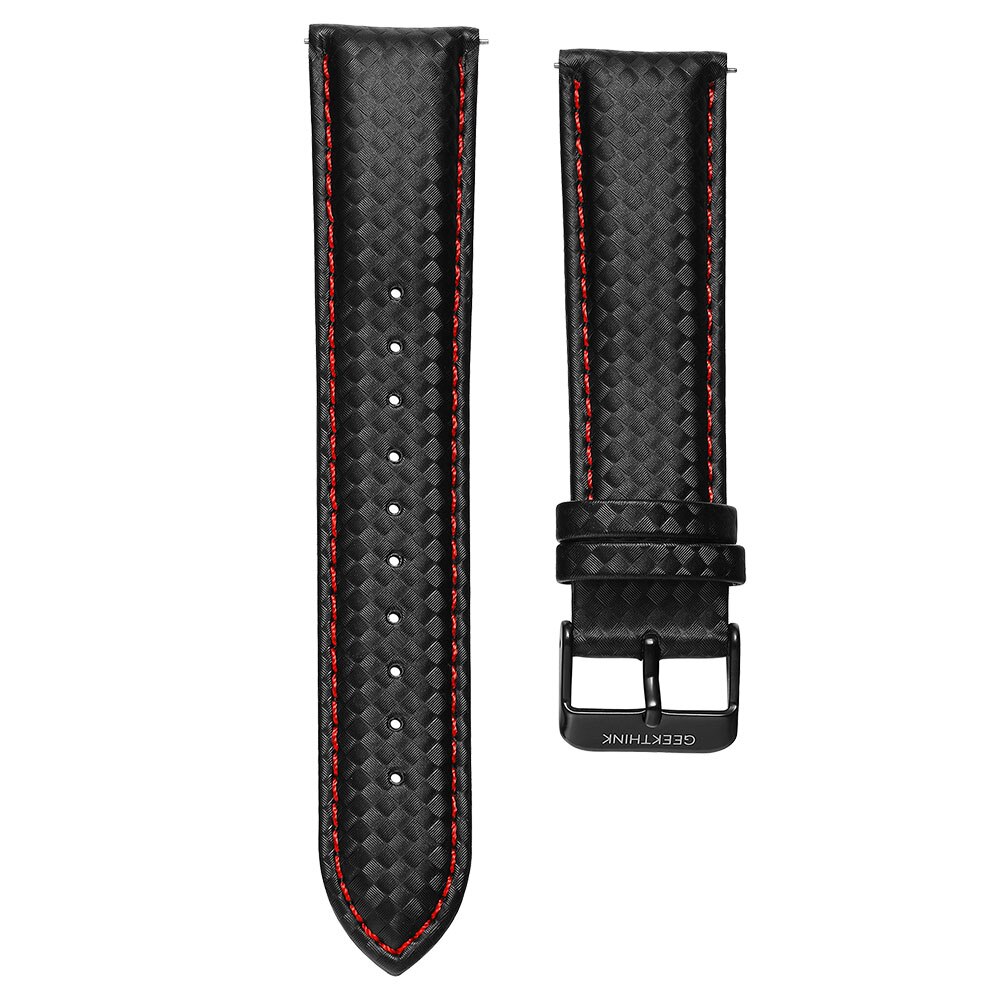 Leren horlogeband 20mm 22mm snelontgrendelingsband voor gear  s3 s2 klassieke breedte vervangende luxe zwarte koolstofvezelband: Rood / 20mm of  s2 klassiek