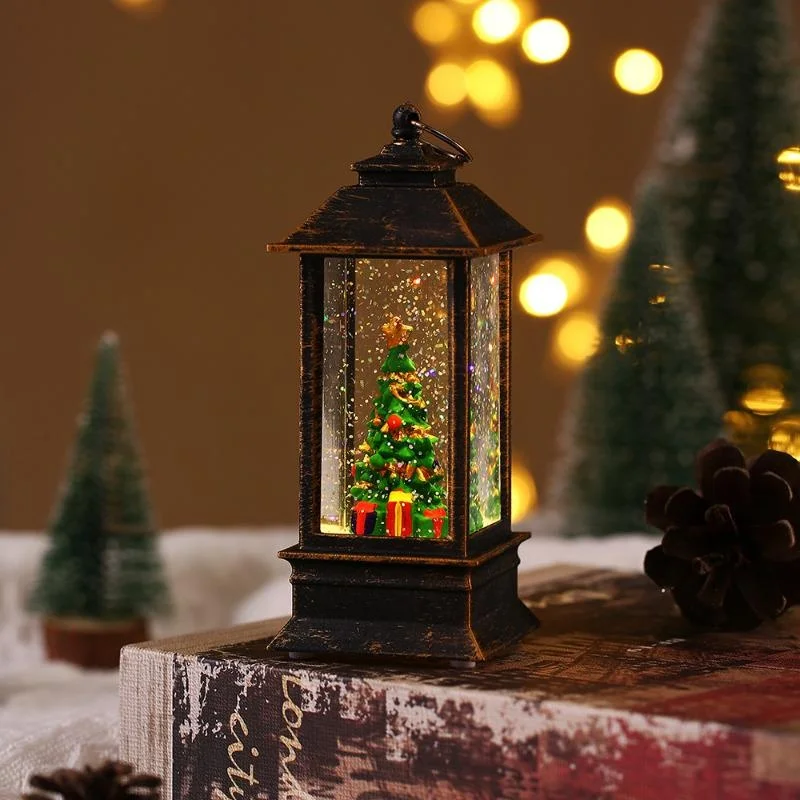 retro Quadratische Lampe Weihnachtsmann Nachtlicht Weihnachten LED Windlichter Weihnachtsbaum Ornamente Weihnachten Heimat Dekoration: Olive