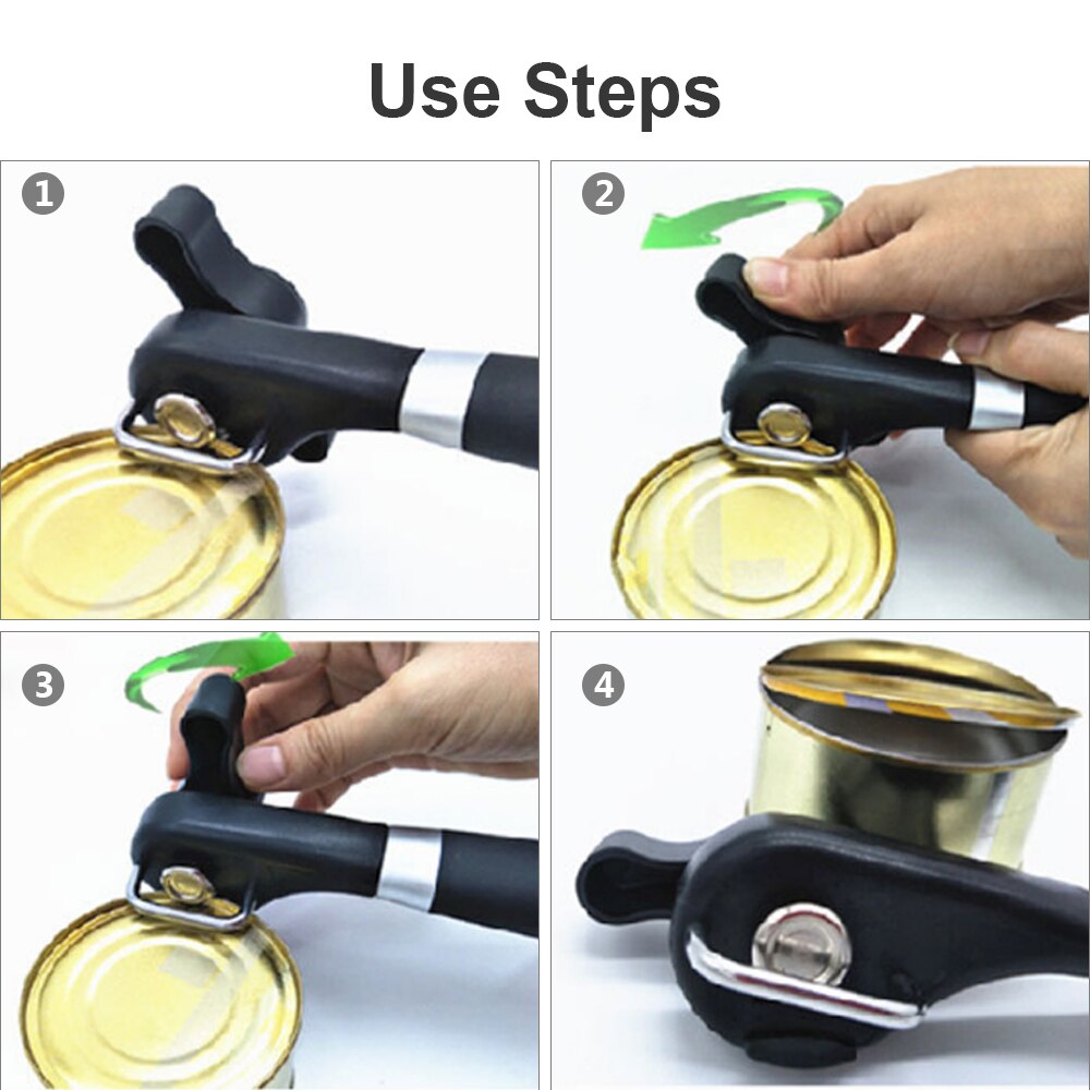 Multifunktion rustfrit stål sikkerhedsside skåret manuel dåseåbner køkkenværktøj bar gadgets dåser flaskeåbner salg  #15
