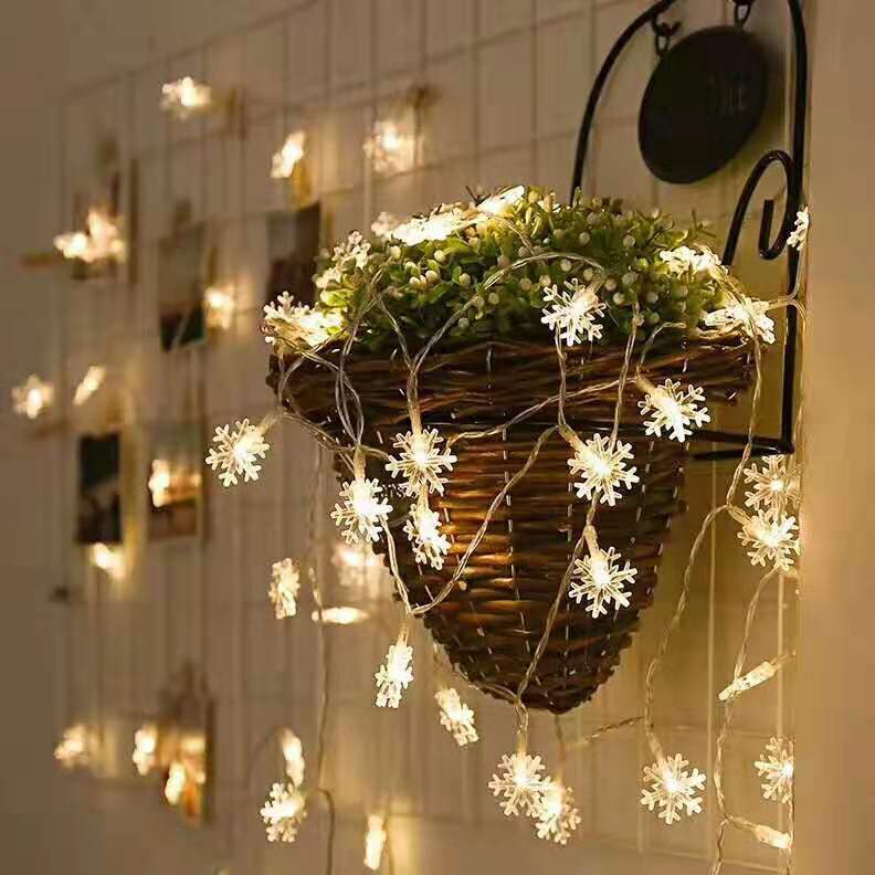 Kerst Decoratie 3M Led Ster Licht Strings Fairy Lights Twinkle Slingers Batterij Aangedreven Navidad Kerst: snow warm / 3m 20led