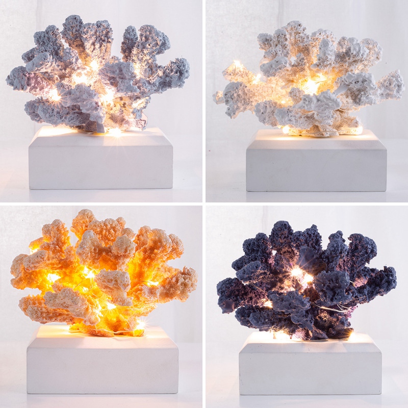 Simulated Resin Coral Jewelry Porch Wine Cabinet Desk Hotel Home Decoration Led Coral Lamp