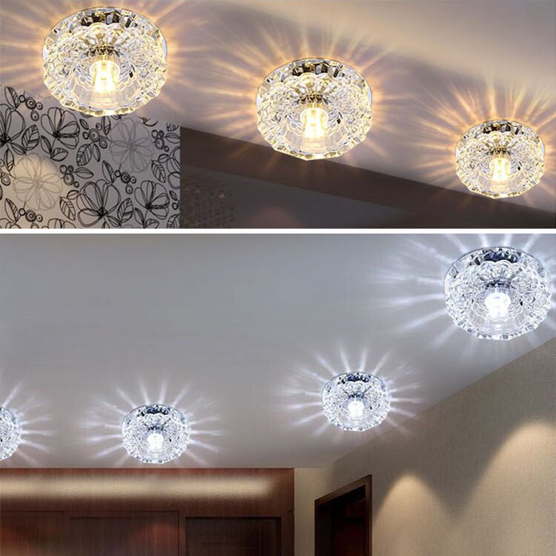 Downlight smd 3w 5w led downlights krystal lampe loft spot lys med led driver  ac110v 220v indendørs dekoration