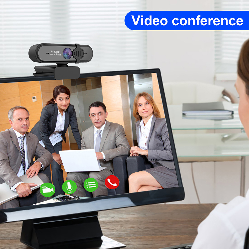 Office With Microphone Privacy Cover Computer Webcam HD 1080P USB Auto Focusing PC Laptop Meeting Camera Gaming Plug And Play