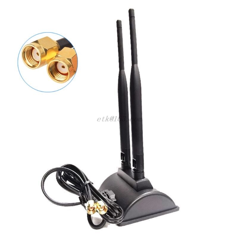 5G Dual Band WiFi Antenna High Gain 6DBi Omni Directional RP-SMA Plug Connector with Magnetic Base for Wireless Router