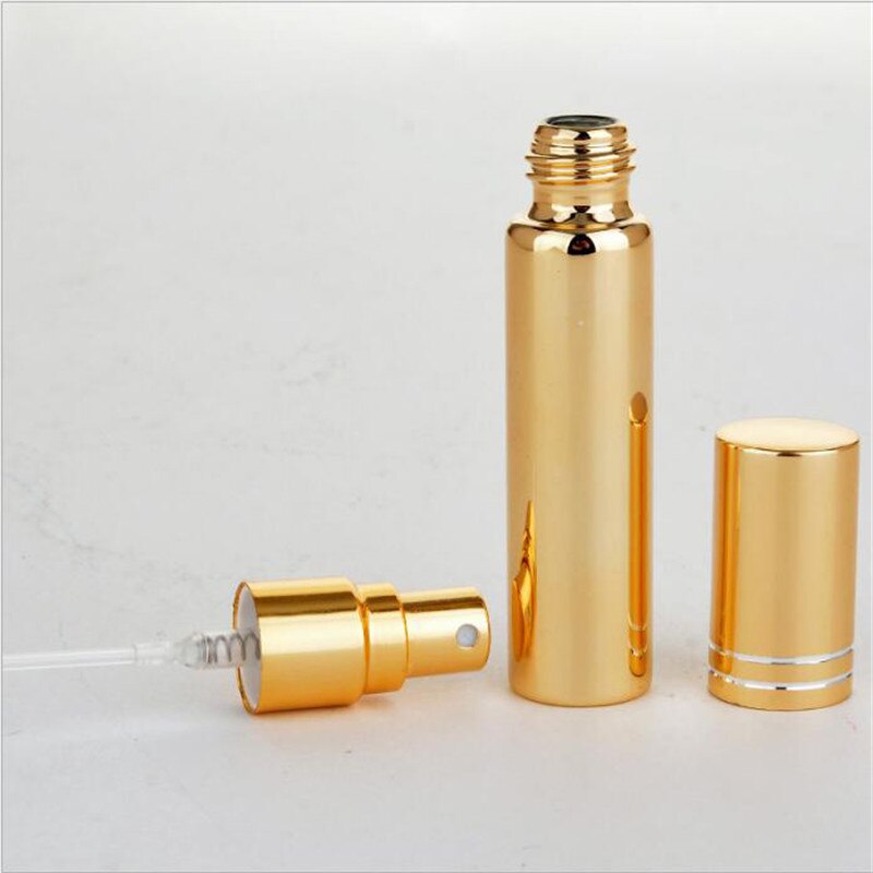 10Ml Vrouwen Navulbare Draagbare Reiziger Aluminium Spray Verstuiver Lege Parfumfles Lege Fles Make-Up Container Spuitfles: Gold