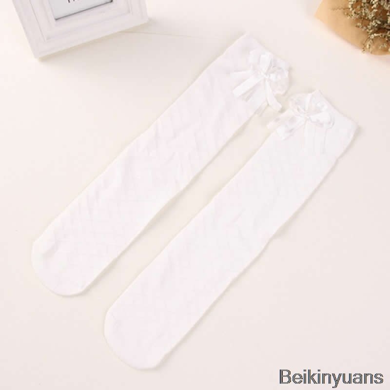 Nowe japońskie dziewczyny w stylu nad ten kolano getry siatka anty-komar łuk rura dzieci kolana wysokie getry skarpety: biały