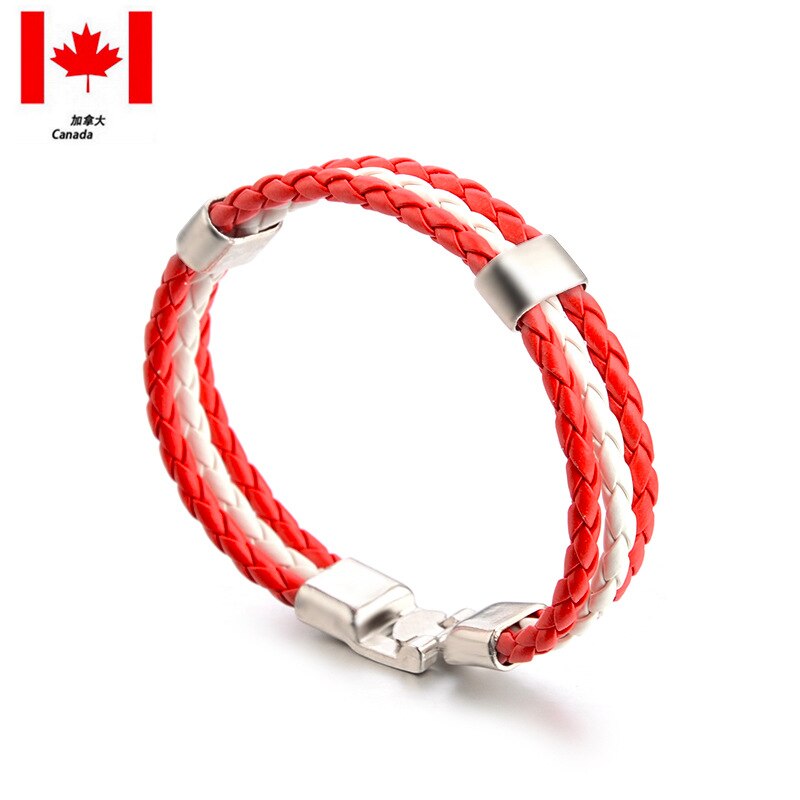 National team Flag Leather france Wristband Nigeria Bracelets soccer SPAIN: Canada