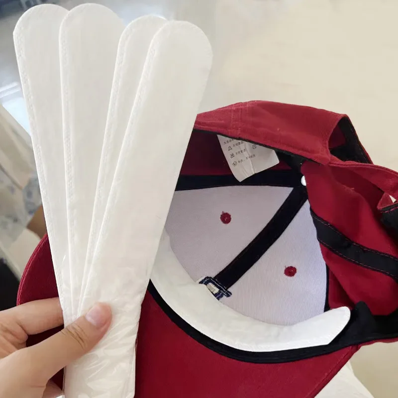 10/60 stücke Einweg Hut Schweiß Absorber Aufkleber Liner Bands Sport Gürtel Kappe Krempe Schweißband Klebstoff Schweiß Absorbieren Streifen Pads