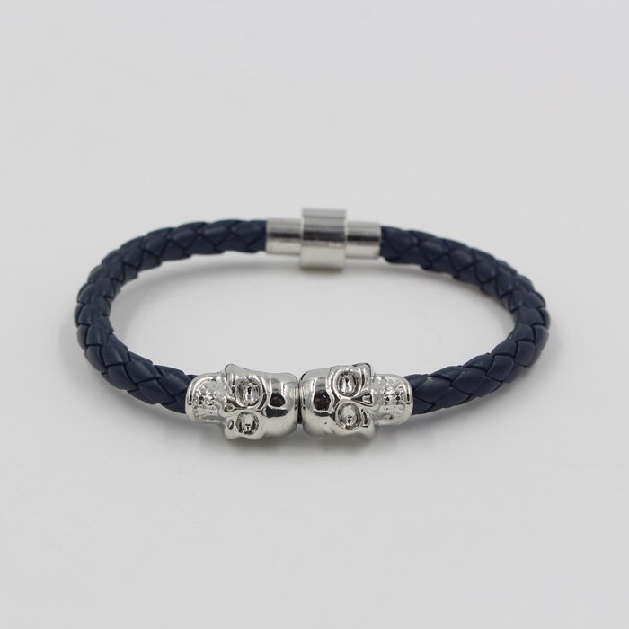 Magnet Punk Leder Kette Armbinde Zwei Schädel Charme Armbinde Armreifen Schmuck Für Männer Frauen: Modell 1