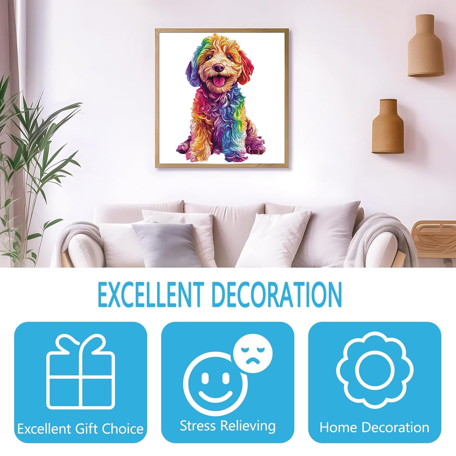 Puzzle in legno colorato per cani da cartone animato, puzzle per giocattoli ad alta difficoltà, addestramento alla concentrazione per adulti, regali di compleanno di Natale