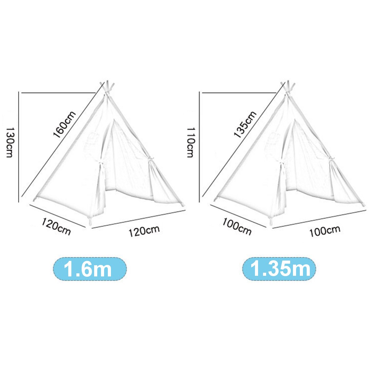 Tienda Tipi de 160/135cm para niños, casa de juegos, Teepee, sala de WAM, casa de juegos, Teepee triangular, cúpula de lona para dormir