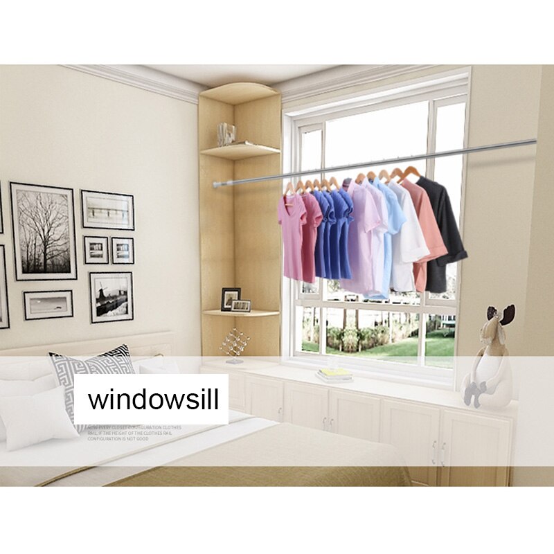Newly Spring Loaded Telescopic Rods Adjustable Rail Poles Clothes Wardrobe Tension Rail Pole Rods MK