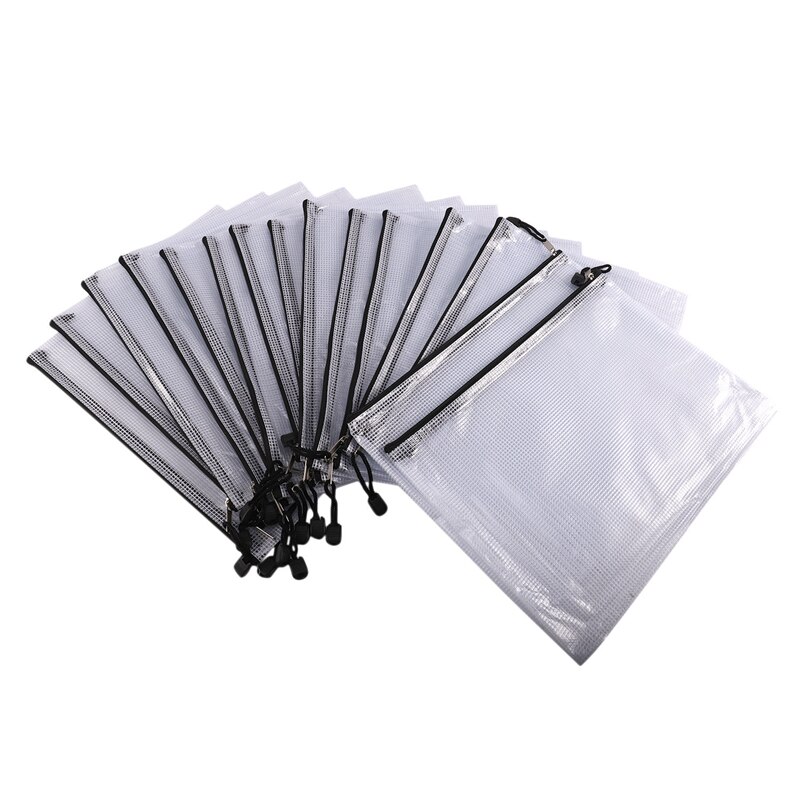 15 Pack Mesh Zipper Pouch Document Bag A4 Waterproof Document Pouch for School Office Supplies, Cross Stitch Organizing Storage: Default Title