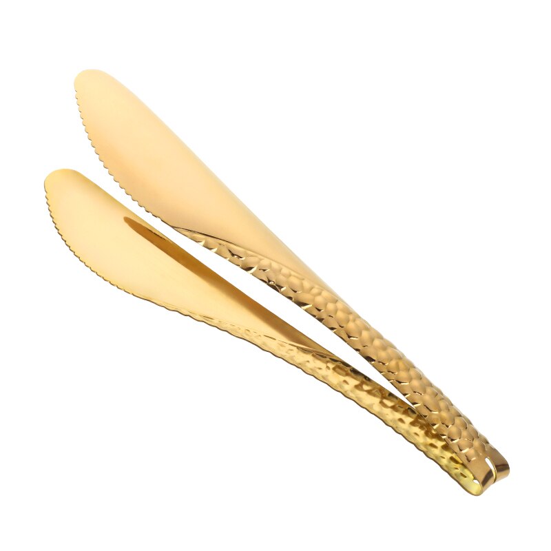 Rustfrit stål brødklemme gylden madtang køkkenredskab bbq pasta bord værktøj køkkengrej salat grøntsagskød kogetang: Guld / 1pc
