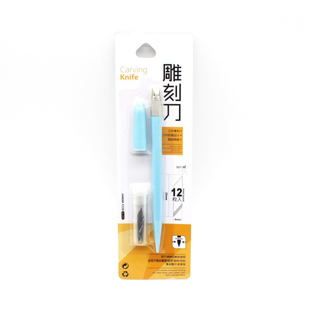 Couteau coupe-papier lames en acier, couteaux à graver pour l&#39;artisanat, bricolage réparation outils à main, papeterie de bureau: light blue