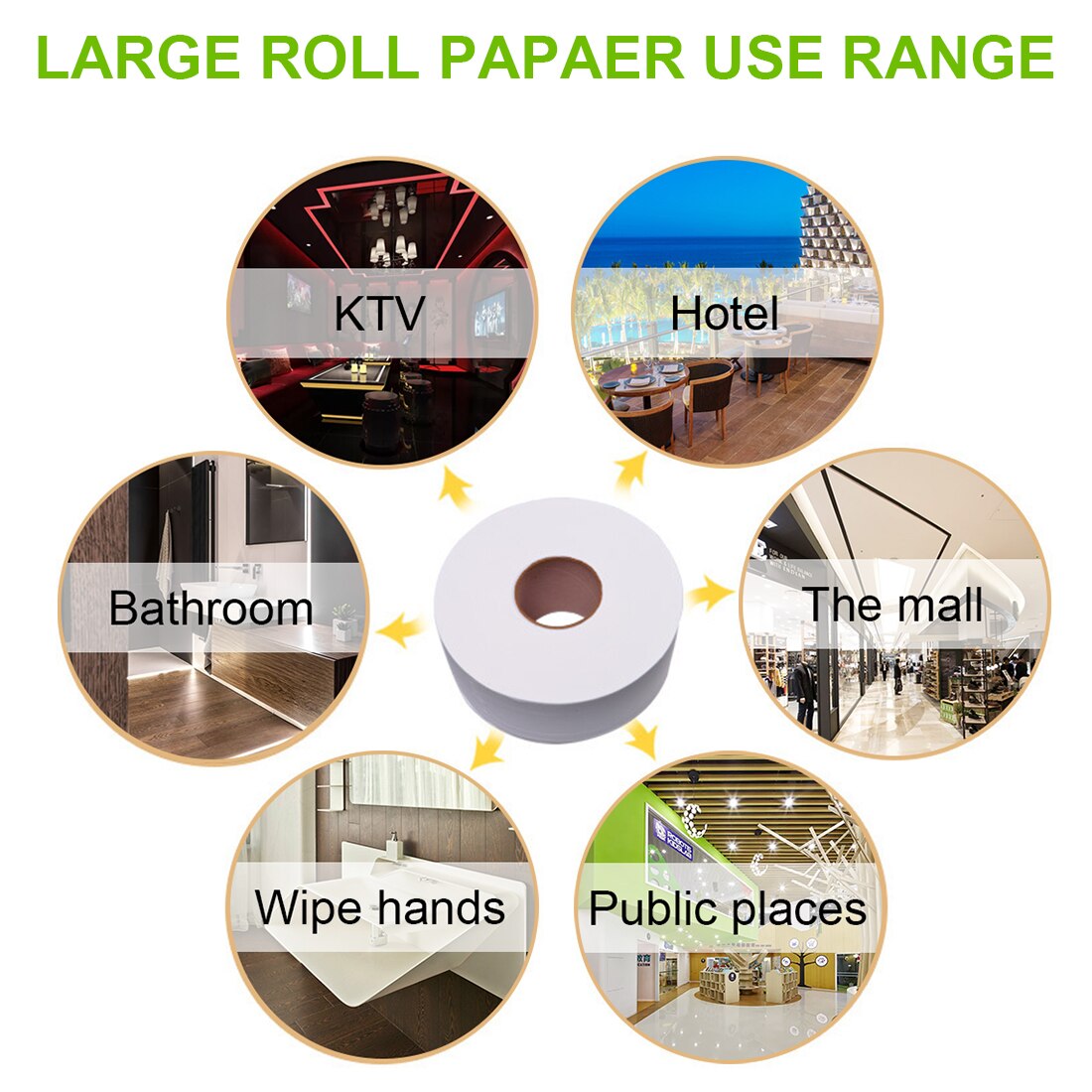 1 rollo de papel higiénico Jumbo suave para papel higiénico doméstico y comercial papel higiénico de madera nativa de 4 capas