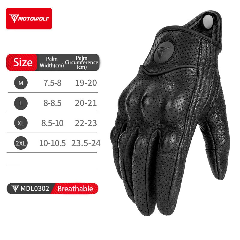 Retro Leather Motorcycle Gloves Vintage Men Women Moto Cycling Winter Gloves Touch Screen Motorbike Motorcross ATV Motor Guantes: Beige / L