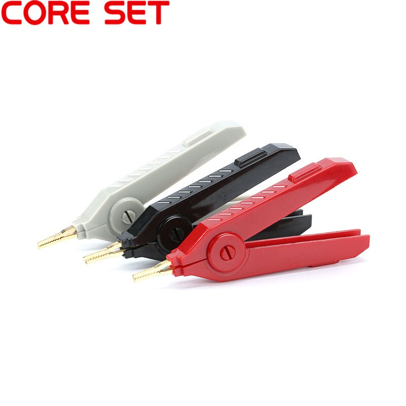 Pinza de cocodrilo de 90mm Kelvin, Clip de placa de oro de cobre, pinza de prueba LCR gris/negro/rojo para instrumentos de precisión, 1 ud.