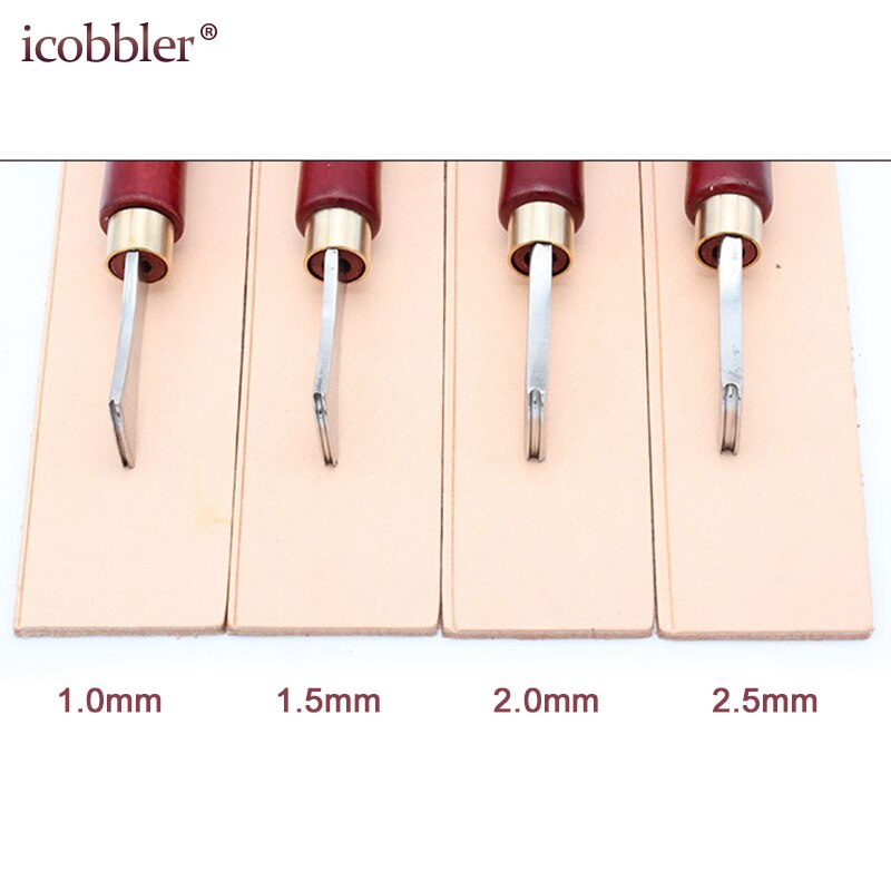 Leather Edge Creaser Tool, Stainless Steel Shallow Slot Edge Linear Marking Crimping Working Wood Handle Tools for Leather Craft