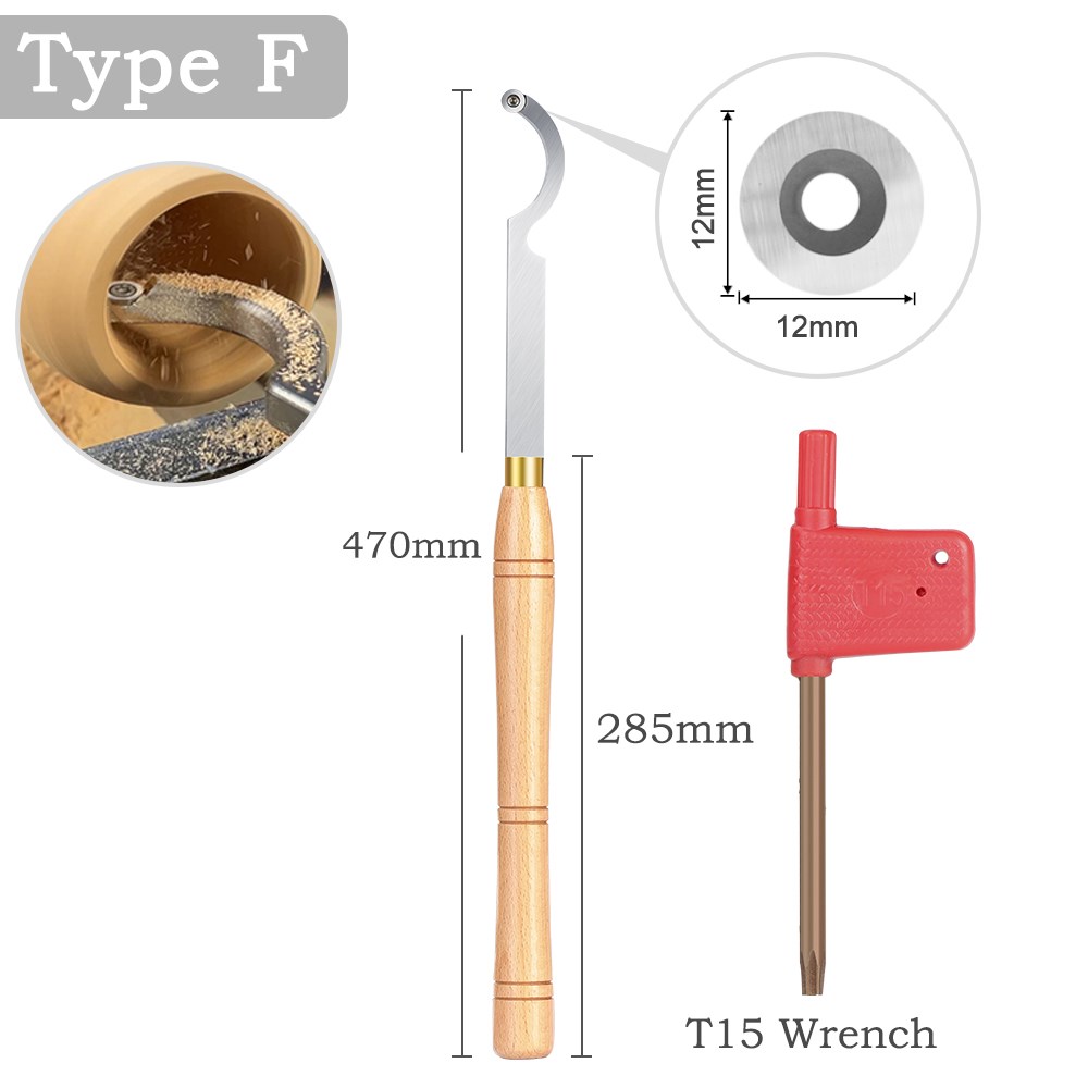 Herramienta de torneado de madera HAMPTON herramienta de torno de carpintería con inserto de carburo rugoso acabado de cuello de cisne herramientas de hueco: RHODO