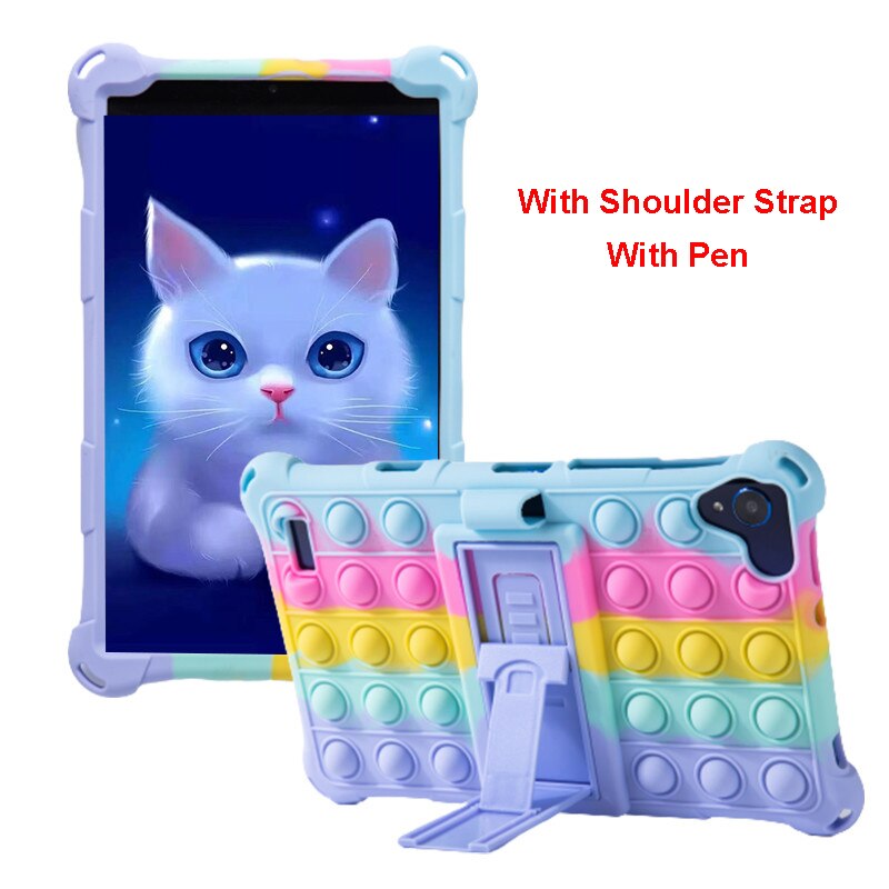 For Samsung Galaxy Tab A 8.0 T290 T295 T297 Case Soft Push Bubble Silicon Kids Tablet Cover for SM-T290 SM-T295 Kickstand Case: Shoulder Light Blue