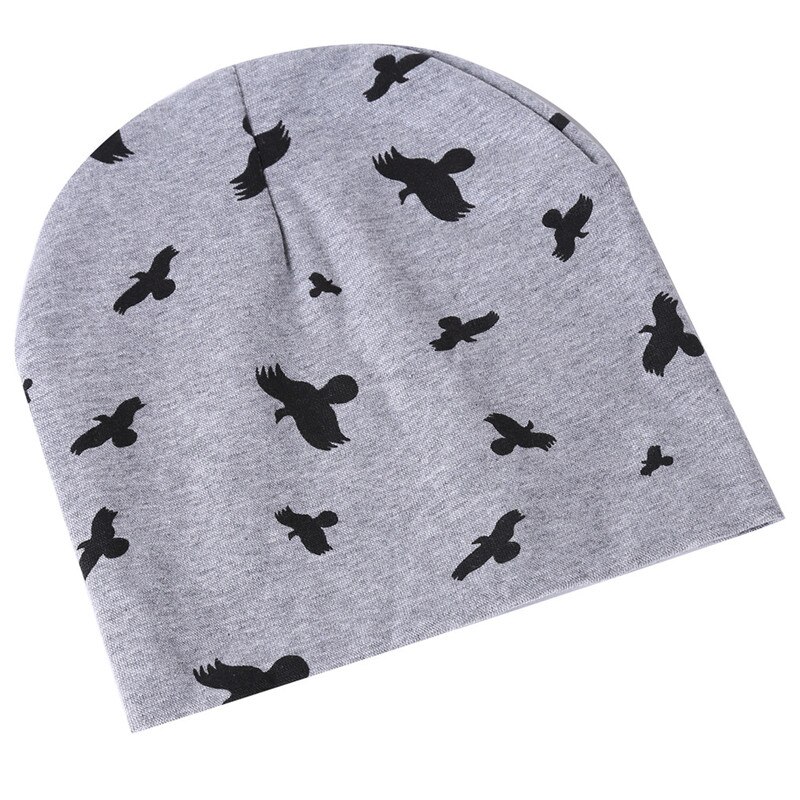 Gorros de lana de punto de algodón con doble Impresión de animales de dibujos animados de para niños y niñas gorros de invierno de primavera y otoño: No 10 Gray birds